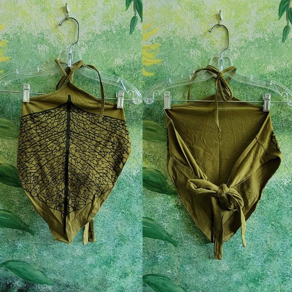 Gypsy Rose Green Leaf Patter Tie Back Halter - Picture 1 of 2